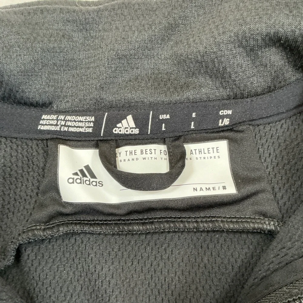 Adidas Mens Black Quarter Zip Pullover Long Sleeve Mock Neck Sweatshirt Size L
